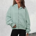 thumbnail image 2 of Women Clothing Women's Solid Sweatshirt Women's Loose Coat Hooded Cardigan Zipper Hoodie, 2 of 9