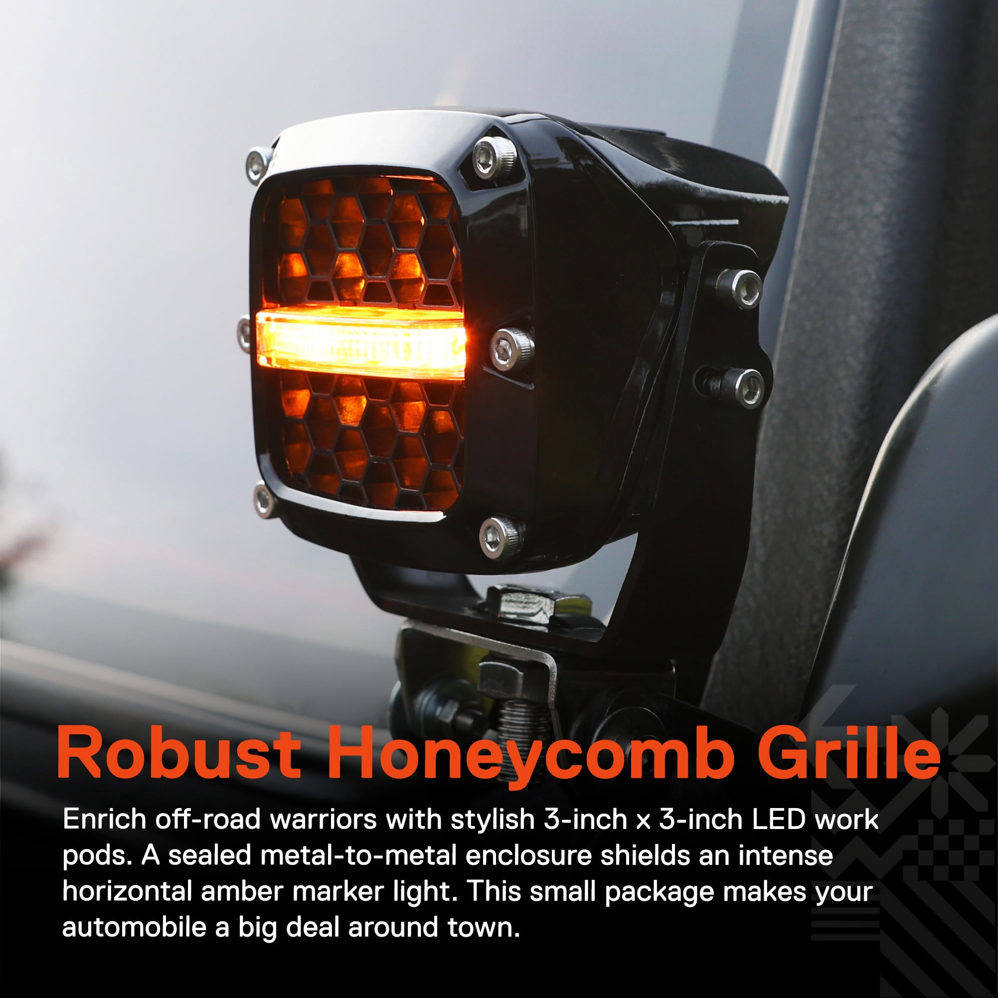 TRUE MODS 3" 120W Amber LED Pods Offroad Driving Ditch Light Cube [Amber Turn Signal Marker Light] Off-Road Fog Lights for UTV ATV Jeep Wrangler Truck Pick-Up Auto - Black