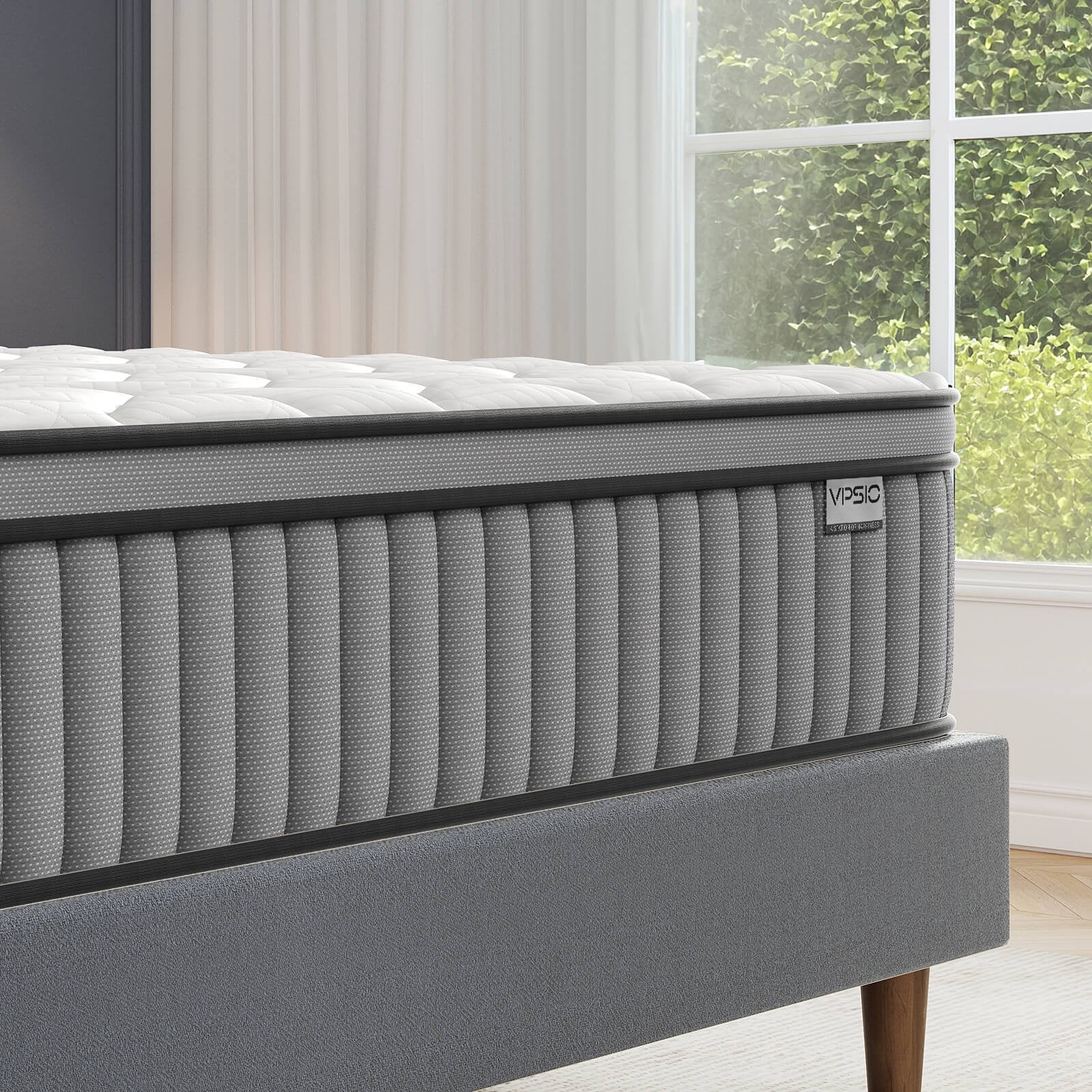 Full Size Mattress, VPSIO 10 inch Hybrid Mattress with Fiberglass Free, Memory Foam, Breathable Euro Pillow Top Mattress for Cooler Sleep Supportive & Pressure Relief, Medium Firm