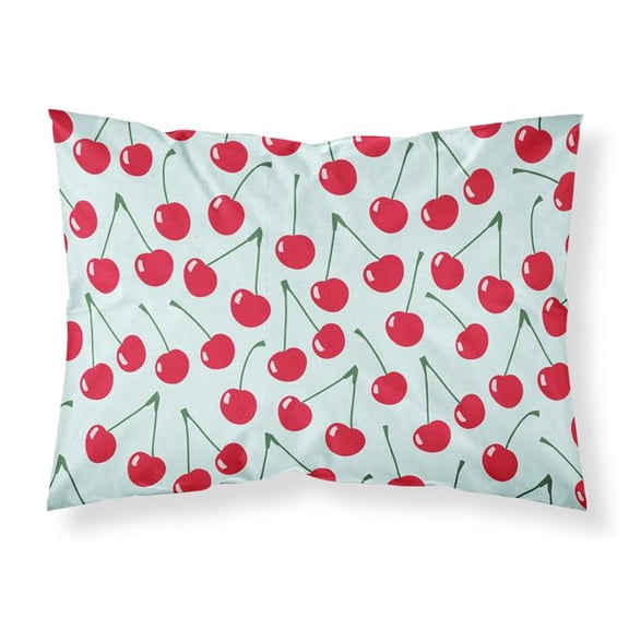 Cherries on Blue Fabric Standard Pillowcase
