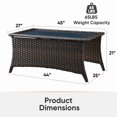 thumbnail image 6 of Unnifurnzi Outdoor Coffee Table-Patio Wicker Coffee Table with Tempered Glass Top Outdoor Table for Deck Porch Balcony Garden-Brown, 6 of 6