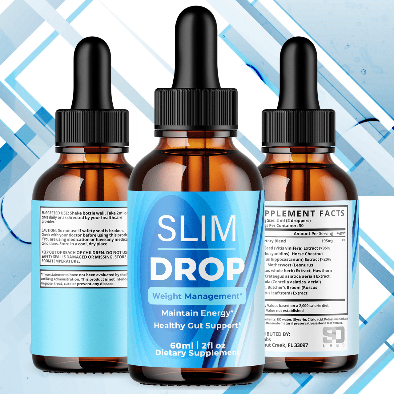 Slim Drop Advanced Formula Drops Supporting Your Active Lifesyle Naturally SlimDrop 60 Servings