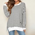 thumbnail image 5 of Levmjia Women's Striped Long Sleeve Sweater Crewneck Drop Shoulder Loose Fit Casual Pullover Top for Fall Winter, 5 of 6