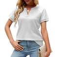 thumbnail image 1 of Blusa tipo túnica blanca con escote en V y mangas de encaje, sencilla y elegante para citas informales de mujer, talla S, 1 of 6