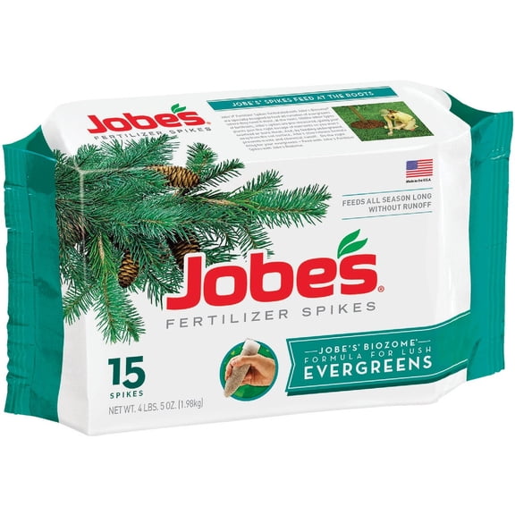 Jobe's Evergreen Tree & Shrub Fertilizer Spikes 13-3-4 - Slow Release - 15 Pack