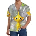 thumbnail image 7 of Lsque Pikmin print Men's Cuban Collar Short Sleeve Shirt Summer Beachwear Casual Button Down Fashionable Vacation Leisure Shirt-3X-Large, 7 of 7