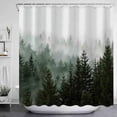 thumbnail image 4 of Green Misty Forest Shower Curtain Nature Tree Shower Curtain Set Dark Green Fabric Waterproof Shower Curtains for Bathroom Decor with 12 Hooks (72'''' × 72'''', Green4), 4 of 6