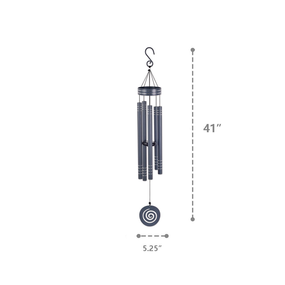Sunset Vista Design 41" Heavy Tone Wind Chimes, Modern Wind Chimes with Aluminum Tubes and S Hook,Outdoor/Indoor Wind Chimes for Home Garden Hanging Decor,Window Wind Bells, Gray