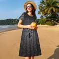 thumbnail image 4 of Lsque Black Spider On Web Print Women's Casual Dress T-Shirt Summer Short Sleeve Scoop Neck Swing Dresses, 4 of 6