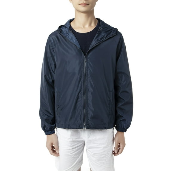 FANNYC Men's Lightweight Waterproof Windbreakers Jackets Outdoor Sportswear Hooded Jacket Black Zip Up Casual Sports Outerwear Coat 4XL-7XL