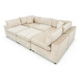 thumbnail image 6 of Fremont Mid Century Modern Modular Ivory Velvet Comfy Sectional Couch, 6 of 7