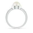 thumbnail image 2 of ANGARA Bezel-Set Round Freshwater Cultured Pearl Solitaire Engagement Ring in 14K White Gold for Women | June Birthstone, Birthday, Anniversary, Jewelry Gift for Women | Pearl Ring, 2 of 8