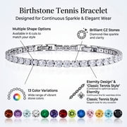 JeenMata 5.5 Carat April Cubic Zirconia - Round Cut Birthstone Tennis Bracelet Eternity Design - White Gold Plating, Female, Adult