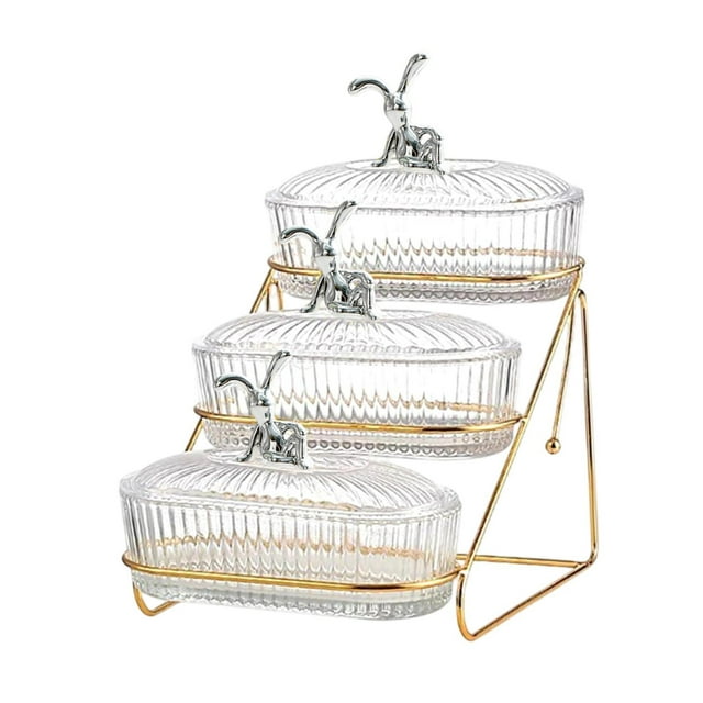 Bandeja de aperitivo de placa de fruta seca con soporte con tapa de bocadillos de bocadillos de múltiples usos para frutas secas APEPETIZE CUPCAKE 3 niveles