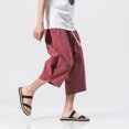 thumbnail image 6 of ZVNAΖH Mens Harem Capri Pants Casual Drawstring Elastic Waist Cotton 3/4 Shorts Summer Beach Yoga Tapered Trousers, 6 of 7