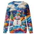 thumbnail image 6 of asdoklhq Christmas Fall Sweaters for Women Womens' Christmas Santa Claus Printed Shoulder Length Long Sleeved Round Neck Top/shirt Multicolor 2X, 6 of 7