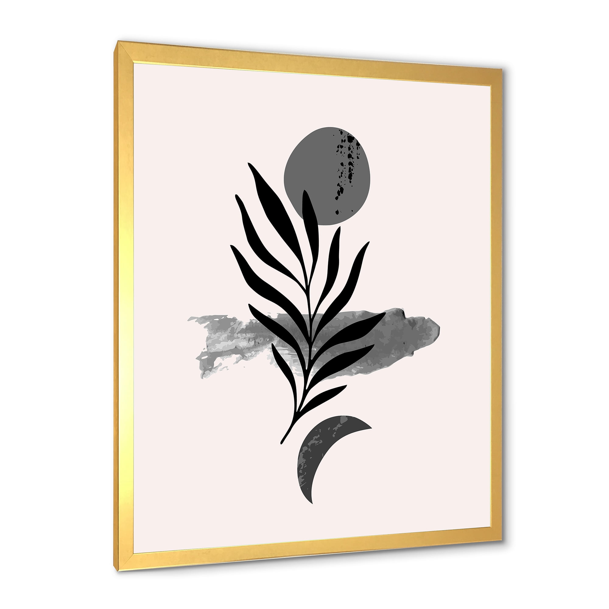 Designart 'Abstract Black Tropical Leaf II' Modern Framed Art Print
