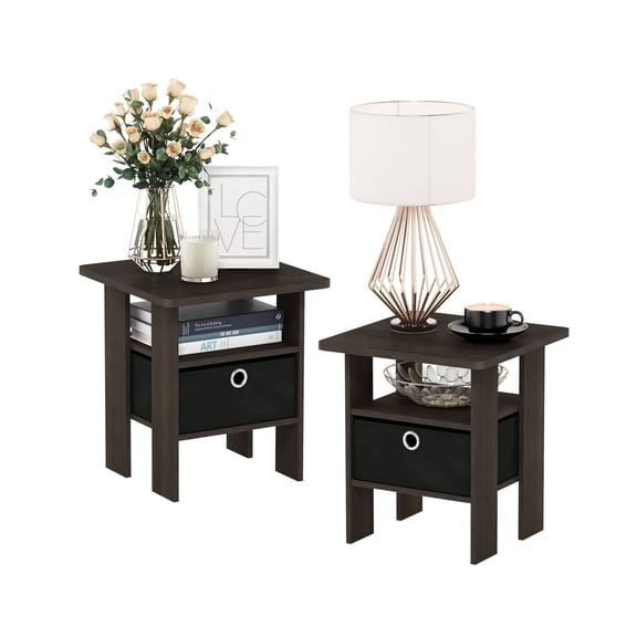 End Tables Set of 2, Nightstands for Bedroom Living Room - Small Side Tables, Modern Minimalist Accent Furniture, Particleboard, Espresso