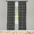 thumbnail image 3 of Ambesonne Ethnic Curtains, Knitted Jacquard, Pair of 28"x63", Brown and Dark Blue, 3 of 5