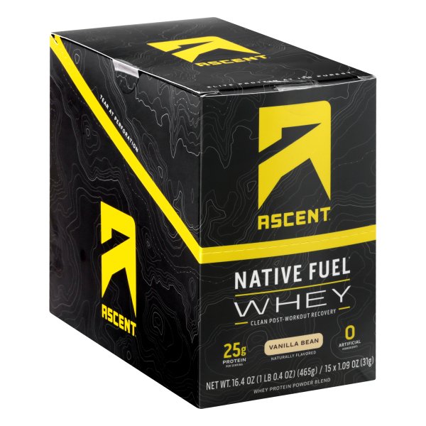Ascent Native Fuel Whey Protein Powder Vanilla Bean 15 Single