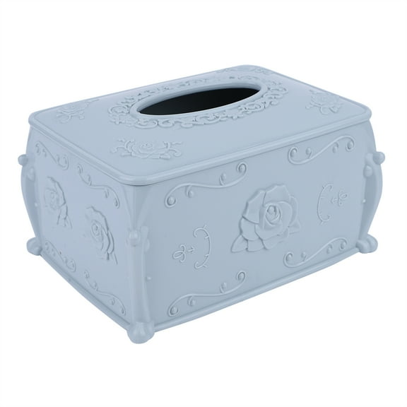 European Style PP Tissue Holder Paper Box, Blue - Elegant Bathroom or Living Room Decor