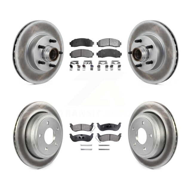 Transit Auto Front Rear Coated Disc Brake Rotors and Semi-Metallic Pads Kit for Car 2010-2011 Ford Ranger RWD KGF-102172
