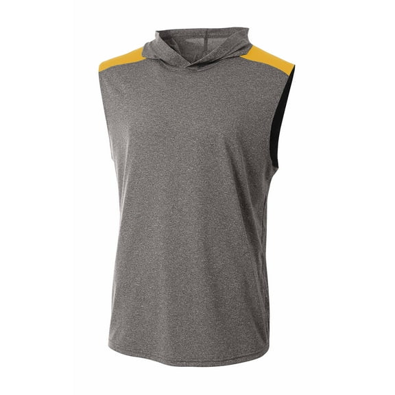 A4 Tourney Sleeveless Hooded Tee For Men in Heather/Gold | N3031