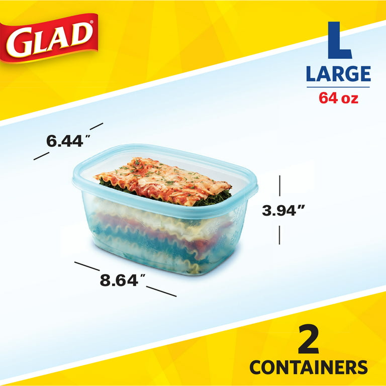 Glad FreezerWare™ Containers with Lids - 2 pk - Blue, 64 oz