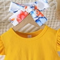 thumbnail image 4 of Toddler Girl Dresses Baby Girls Sweet Floral Dress With Ruffled Hem Headscarf Summer Casual Outfit Baby Girl Dress Yellow 2 Years-3 Years, 4 of 7