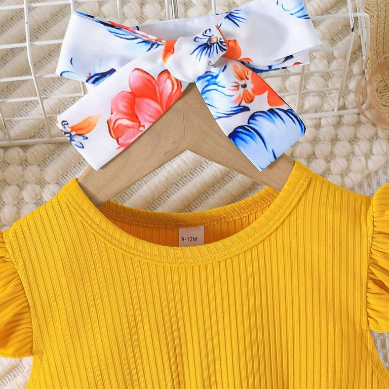 Baby Girl Dresses Baby Girls Sweet Floral Dress With Ruffled Hem