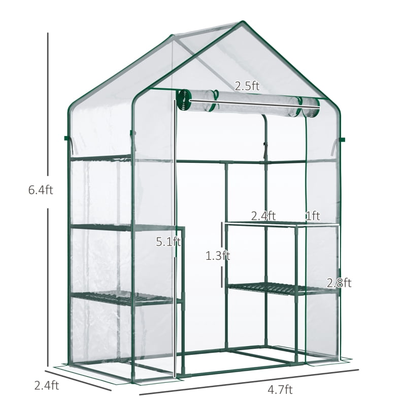 Alvantor Clear 5'x2.5'x6.5' Walk-in Greenhouse with 3-Tier Shelves