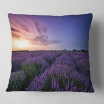 Designart Beautiful Lavender Flowers At Sunset - Floral Throw Pillow - 16x16
