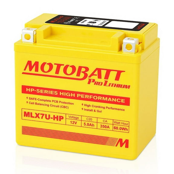 MLX7U-HP Motobatt LifePo4 Lithium Battery Replaces Yuasa YTZ6S, YTZ7S, YTX5L-BS, YTX7L-BS, YTZ8V