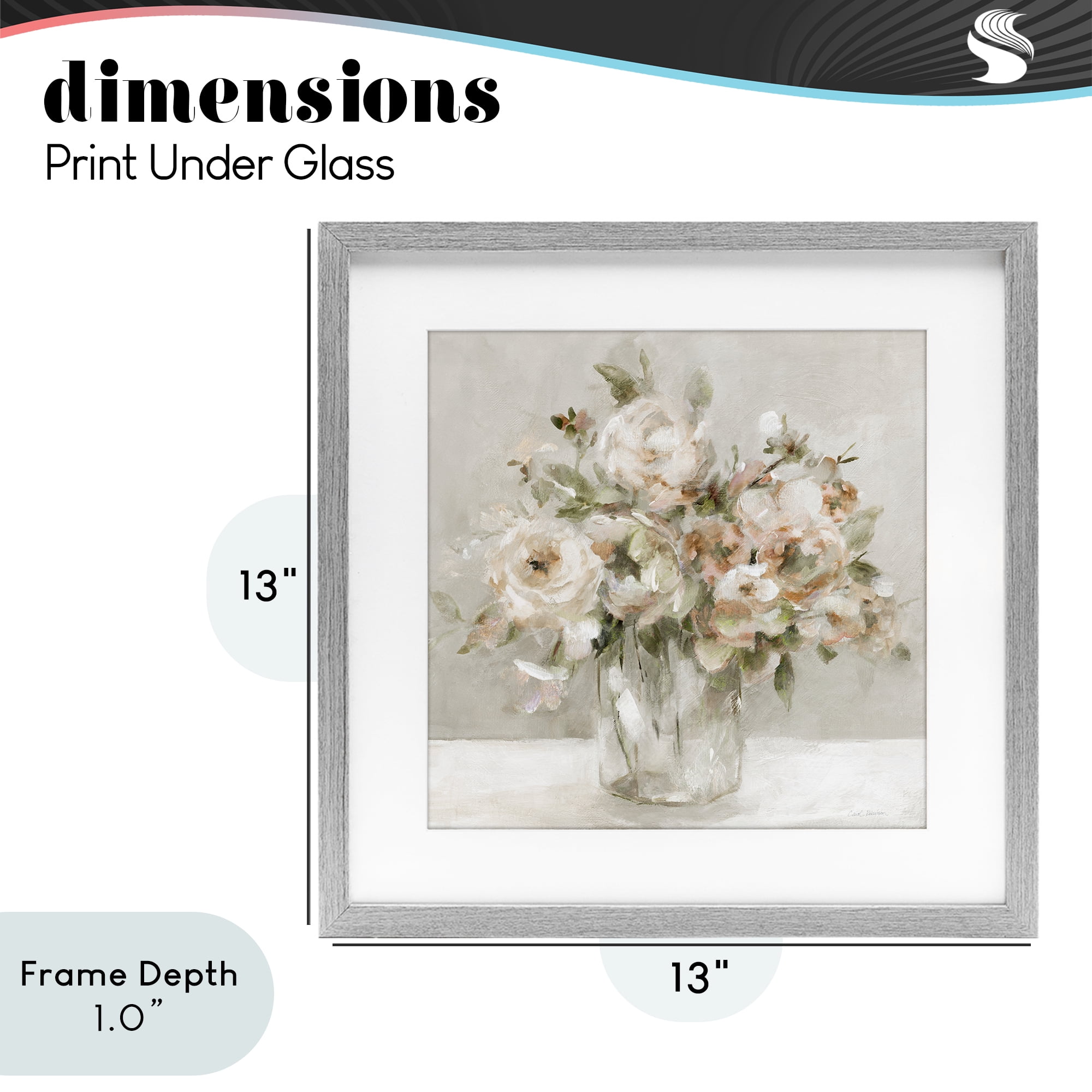 Stupell Industries Soft Neutral Floral Still Life Gray Framed Print Under Glass, design by Carol Robinson