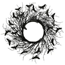 MYFLOCY Black Halloween Wreaths 17.72 Inch Front Door Outdoor Bat Gothic Fall Decorations