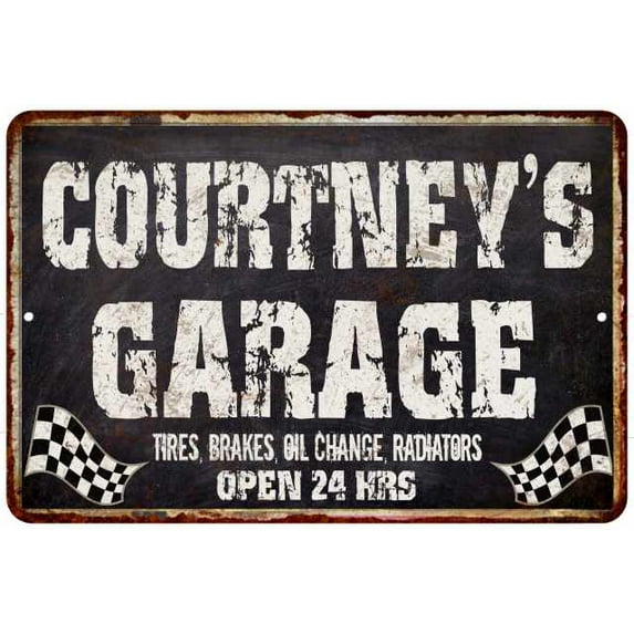 COURTNEY'S Garage Black Grunge Sign 8x12 Decor Gift 108120005461