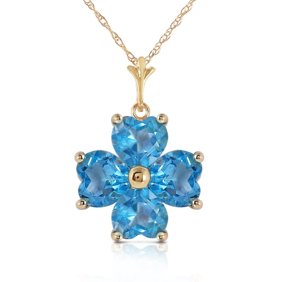 Galaxy Gold 14K Yellow Gold 3.8 Carat Blue Topaz Heart Necklace - December Birthstone - Communication & Serenity - 16" to 24" - Fine Jewelry for Women