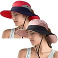 thumbnail image 1 of Sombrero de sol Safari con cola de caballo para mujer, sombrero de pescador para exteriores con protección UV de ala ancha, sombrero de pesca plegable para playa y verano Levamdar LRWJ321-2, 1 of 7
