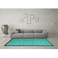 thumbnail image 3 of Ahgly Company Machine Washable Indoor Rectangle Abstract Turquoise Blue Contemporary Area Rugs, 2' x 5', 3 of 4