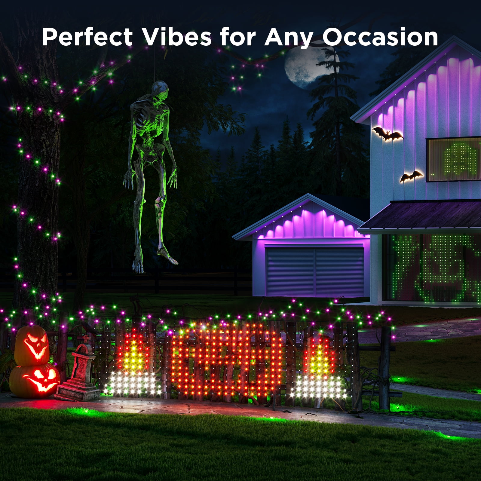 Govee LED Net Lights for Bushes, 2.8ft × 9.5ft, Animated Chirstmas Decorations, RGBIC Colorful Light Changing Effect, App & Voice Control