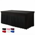 thumbnail image 1 of 6ft, Rectangle Table Skirts, Polyester Fitted Table Covers, Black Table Cloth For 6 Ft Table With Skirt, Wrinkle Resistant Spandex Table Cover, Party, 1 of 5