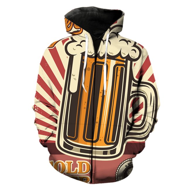 Sudadera con capucha y cremallera para hombre del Festival de la Cerveza de Dibujos Animados, gran oferta 2024, camisetas extragrandes, divertidas y geniales, con capucha, sudaderas con estampado 3D p