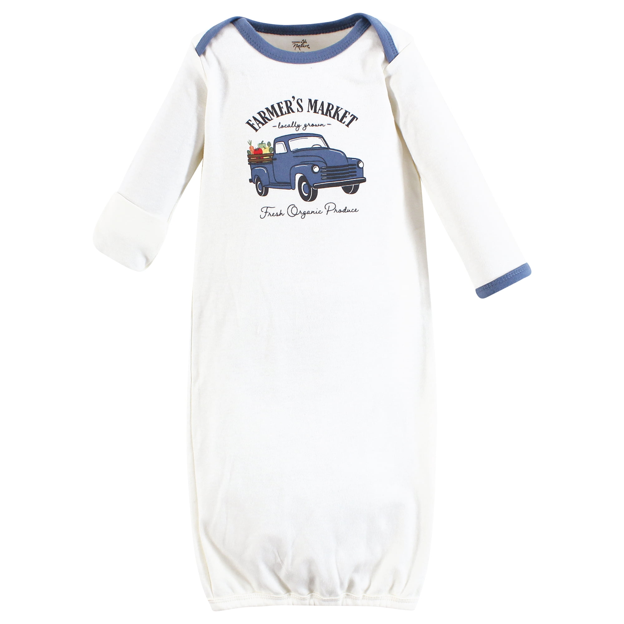 Touched by Nature Unisex Baby Organic Cotton Gowns, Farmers Market, Preemie-Newborn