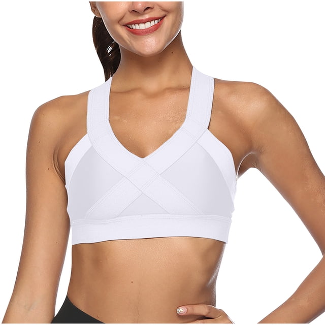 Yuyuzo Sports Bras for Women High Support Seamless Wireless Racerback Running Comfy Active Crop Tank Tops