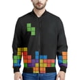 thumbnail image 2 of Chaqueta con cremallera y estampado de consola de juegos para hombre, sudadera informal de manga larga con estampado 3D de bloques, chaquetas de gran tamaño, 2 of 4