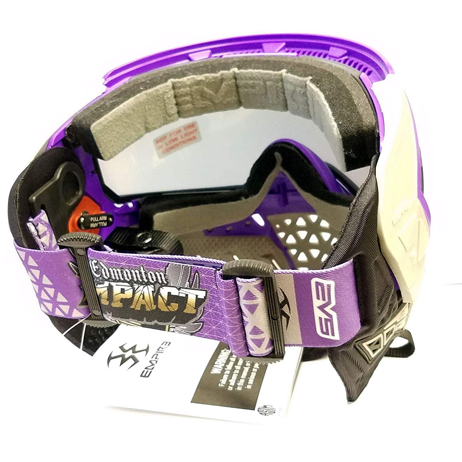 EMPIRE EVS PAINTBALL MASK GOGGLES 2 STRAPS IMPACT GREY PURPLE GOLD LENS 