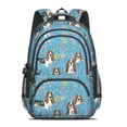 thumbnail image 2 of Basset Hound and Floral Blue Pattern Backpack for School, Cute School Bag with Adjustable Shoulder Straps and Padded Back, 16.9"x12.6"x5.9", 2 of 5