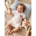 thumbnail image 5 of BemeyourBBs Toddler Baby Girl 4th of July Dress Outfits Patriot American Flag Patch Embroidered Ruffled Trim A Line Button Collared Puff Short Sleeve Summer Dress Little Girl Independent Day Dresses, 5 of 9
