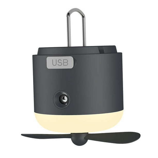 Luz de camping con ventilador de pulverización, linterna, antorcha de camping, lámpara colgante para viajes, Negro