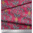 thumbnail image 3 of Soimoi Pink Viscose Chiffon Fabric Vector Design Damask Printed Craft Fabric by the Yard 42 Inch Wide, 3 of 3